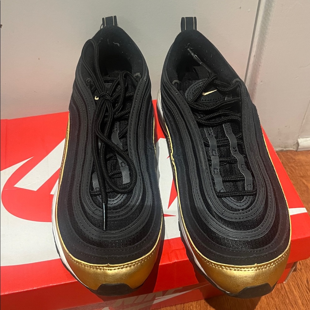 Nike Black and Gold Air Max 97 Sneakers